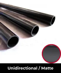 Matte carbon fiber pipe with smooth low-glare finish and visible weave